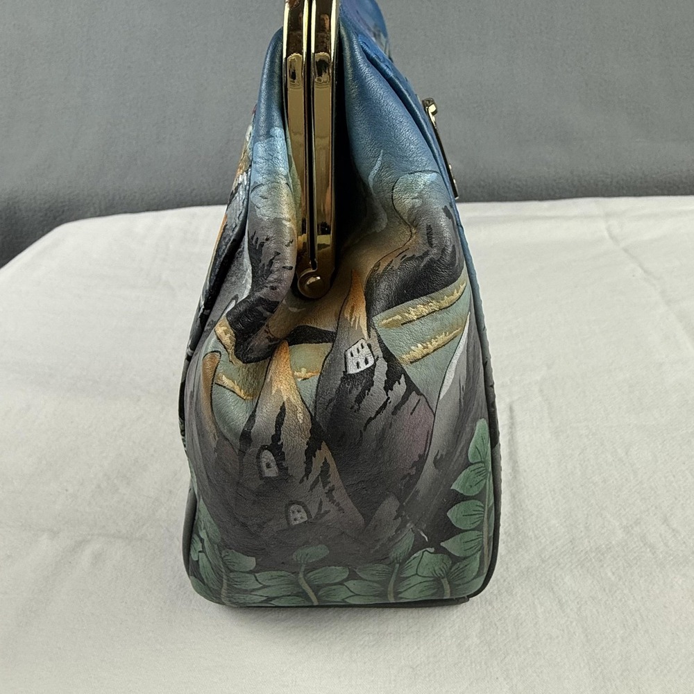 Anuschka Hand Painted Bag Purse Leather Hot Air Balloon Kiss Lock Crossbody NWT - Picture 9 of 14